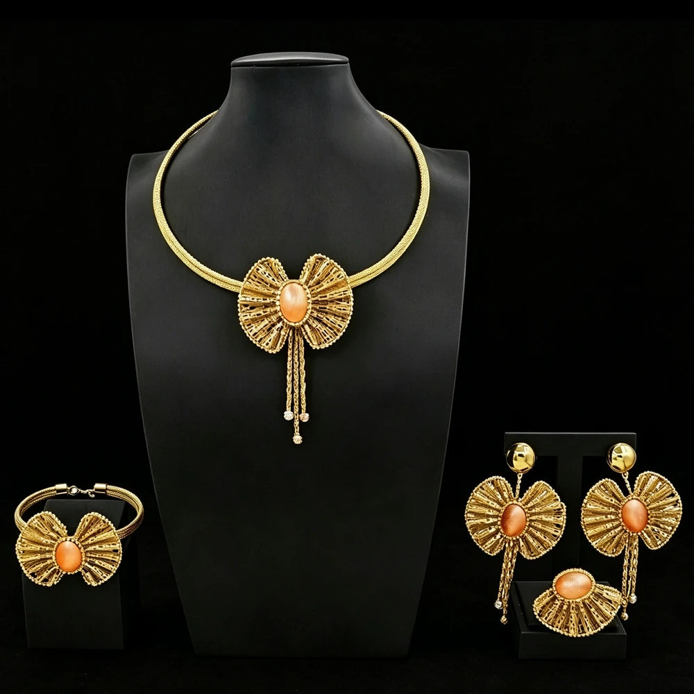 Italian Jewelry Set Alloy Brazilian Jewelry Sets Wedding Party Pendant Necklace Bracelet Ring Earrings Jewelry Set  HS2601925