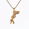 BiG-BOSS Trendy Necklace Stainless Steel 18k Gold Plated Rose Gun Pendant Rope Chain Men Hiphops Hand Gun Pendant Maxi Necklace
