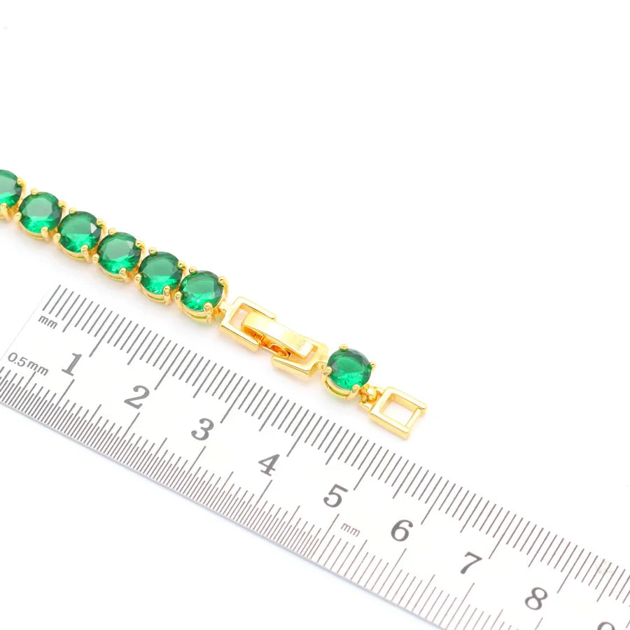 XOTICA 2023 New Band Green Cubic Zirconia Jewellery Sets for Women With Bracelet Earrings Open Ring Pendent Necklace Set