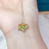 S&S Natural Peridot 925 Silver Gold Plated Jewellery Set | Minimalist Ring, Earrings & Necklace | S&S Collection