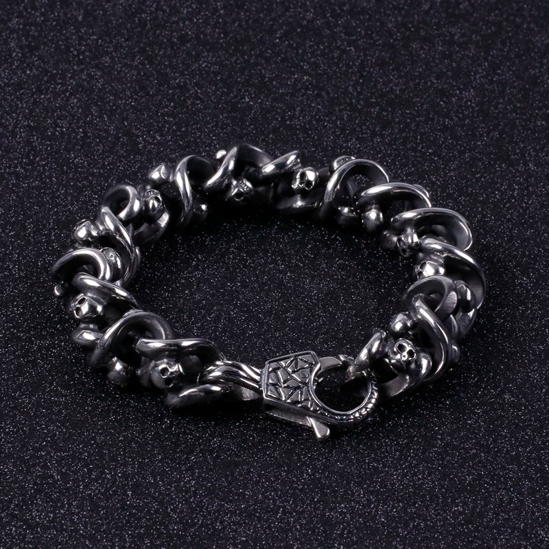 KALEN 316L Stainless Steel Silver Color Skeleton Charm Bracelets for Men