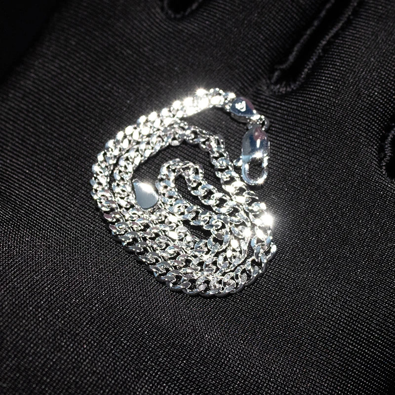 BiG-BOSS Cuban Link Chain Hip Hop Jewelry 3mm 925 Sterling Silver Cadenas Cubanas Fashion Men Necklace