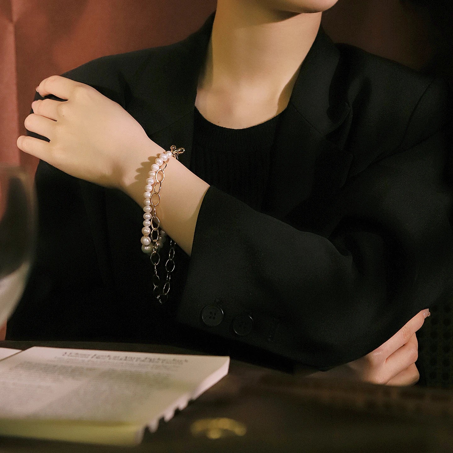 Two-Way Freshwater Pearl Chain Necklace Bracelet for Women Daily Wedding Bridesmaid Gift Dainty Bridal Necklace Dainty Jewelry