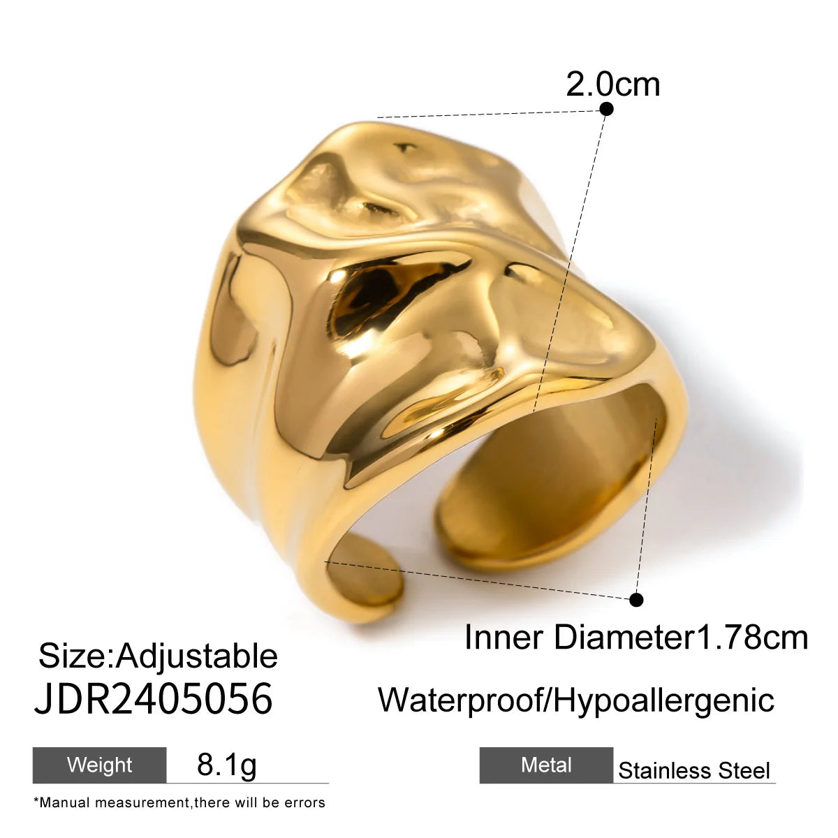 S&S Special-Shaped Natural Stone Ring | 18K Gold Plated | S&S