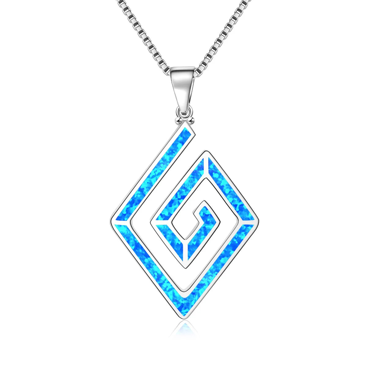 Aobao Square Necklace, Prayer Magic square Pendant, Collarbone Chain, Sweater Chain, Opal