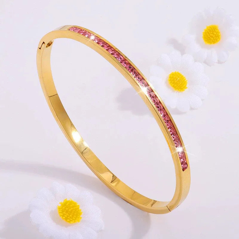 REBEL Stainless Inoxydable Stainless Steel 18K Gold Plated Roman Women Fashion Jewelry Bracelets Bangles