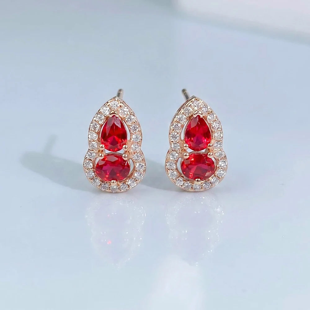 Gioiellieri Natural Red Sapphire Earrings 925 Sterling Silver Stud Earrings with Pigeon Blood Red Oval Cut Gemstone for Women Luxury Jewelry