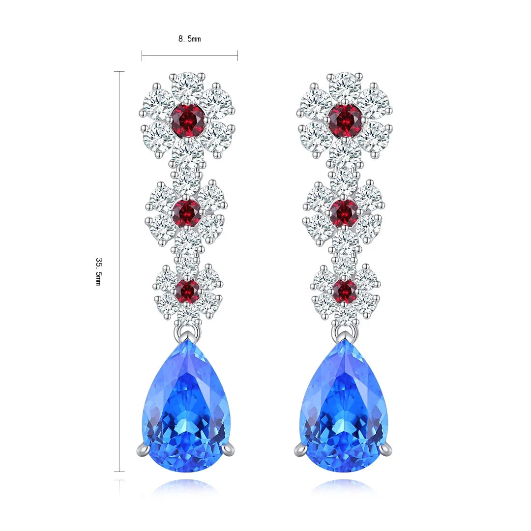 Gemfiori Anster High Quality S925 Lab Grown Cobalt Spinel Earring Stud Dainty Gemstone Stud Earrings for Women Daily Wear Gift