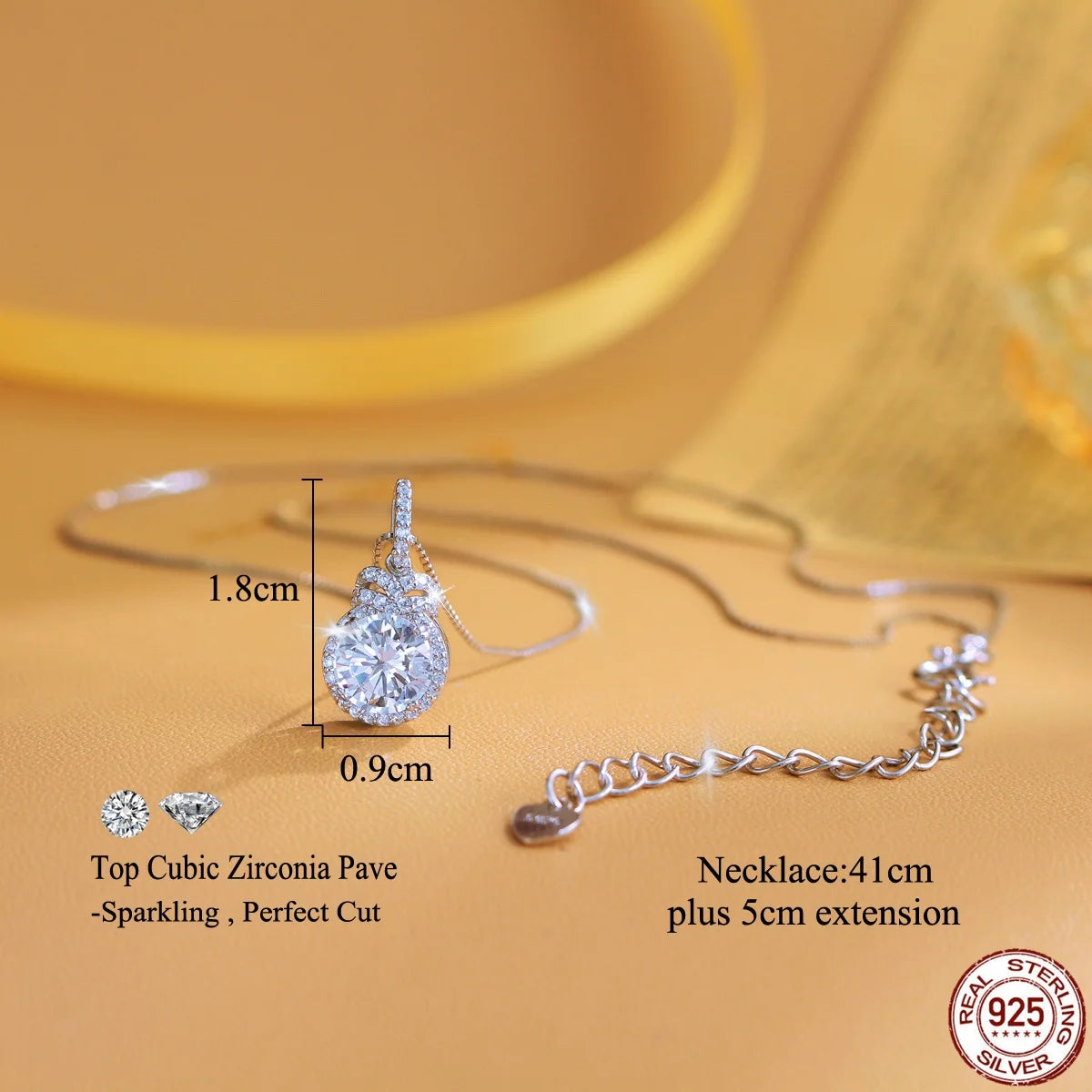 S&S 925 Sterling Silver Rhodium Plated Round CZ Pendant Necklace – White & Blue – Collection