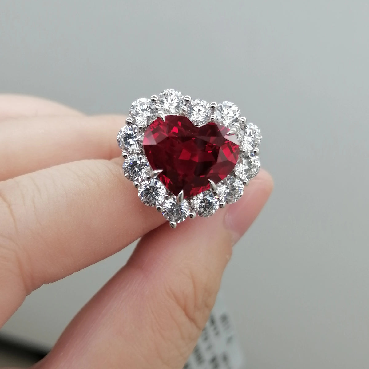 Gemfiori Vintage Ruby Rings Lab Grown Ruby Sterling Silver 925 Jewellery Heart Shaped Rings Christmas Gift for Women Halloween Anillos