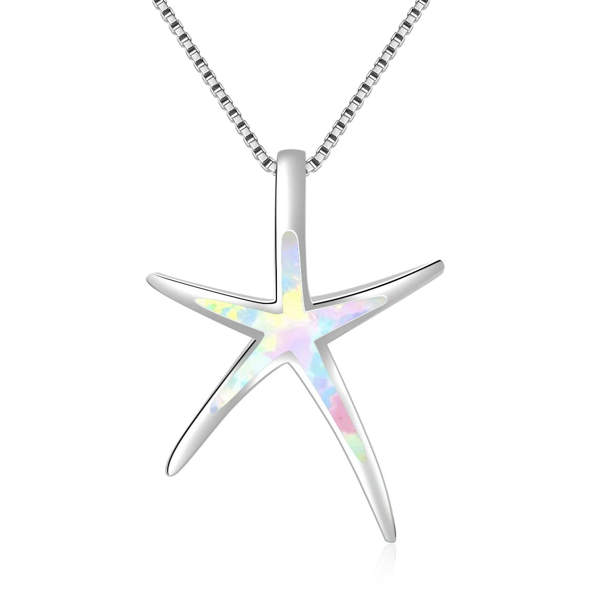 Minimalist Blue Opal Starfish Pendant Necklace - Summer Essential For Women