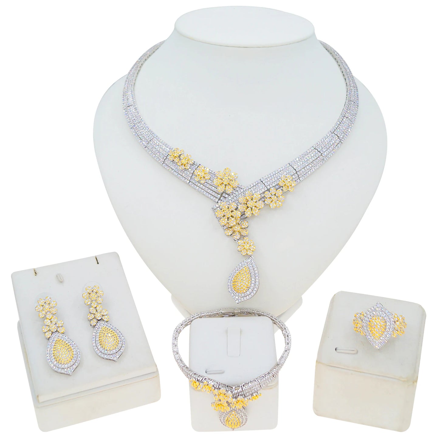 Zhuerrui New Design Sense Jewelry Set American High-end Diamond Series Ladies Classic Inheritance Wedding Four SetsHZ25009145