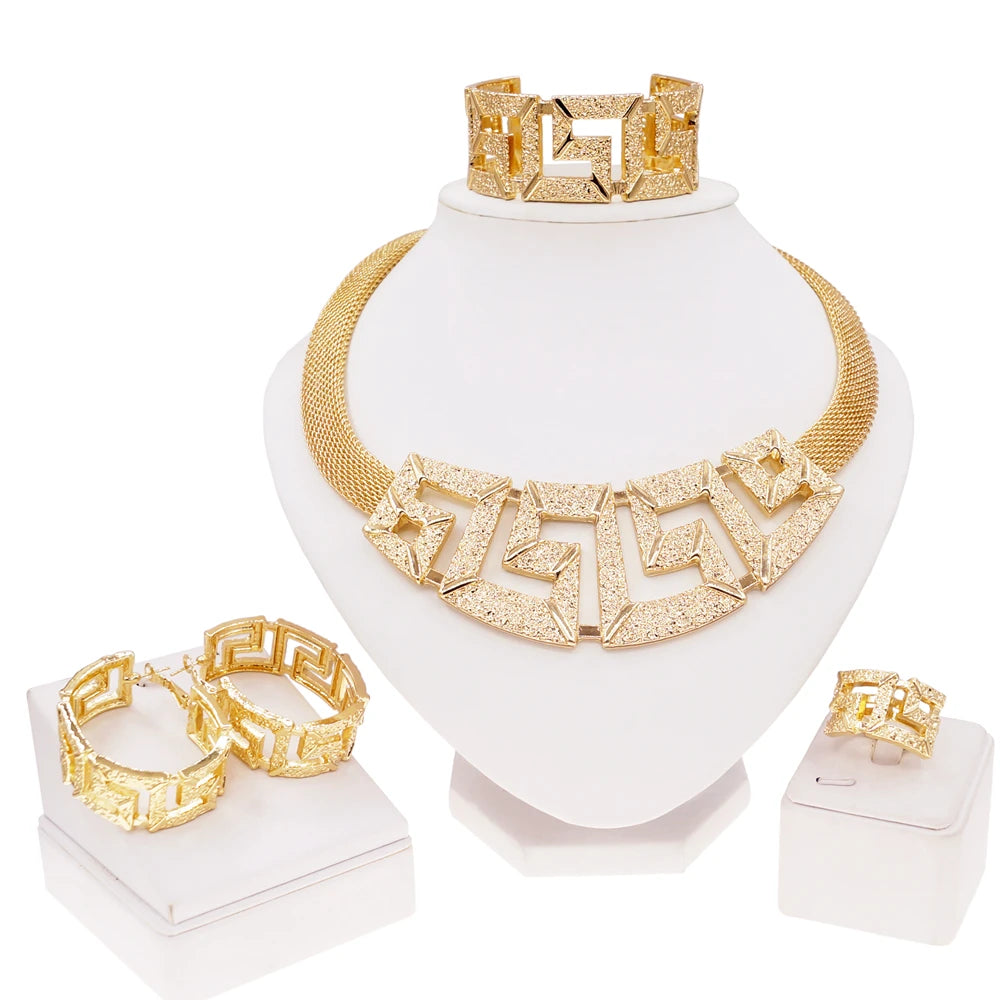 Zhuerrui Fashion Vintage 24K High Quality Jewelry Sets Italy Brazil Gold Style Jewelry Set Designer Wedding Party Jewelry H00639