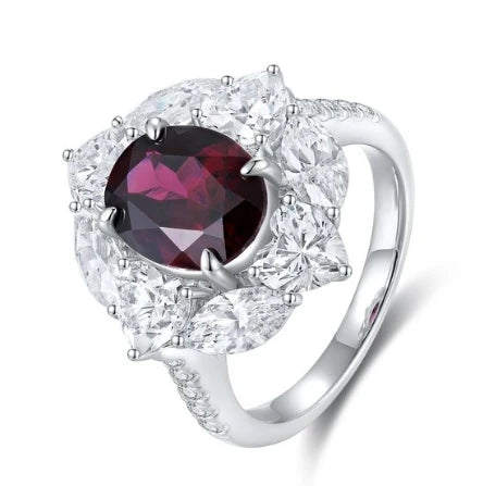 Gemfiori Stunning Natural Garnet Rings for Women 925 Sterling Silver Rings of the Day Handmade Jewelry Wedding Engagement Rings