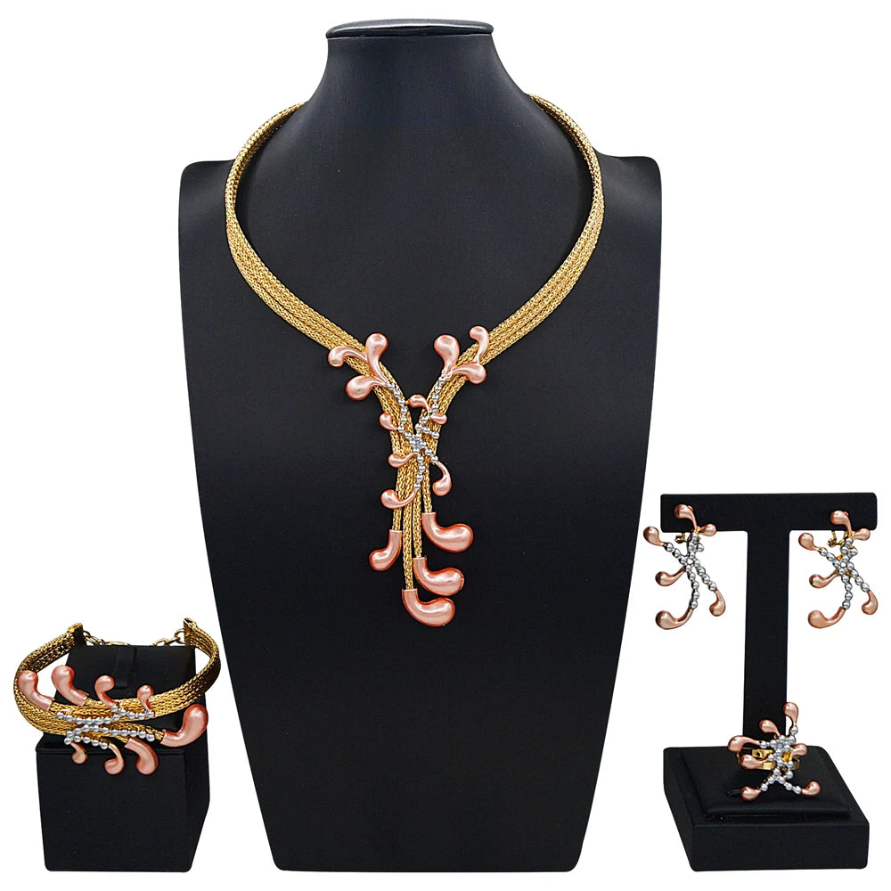 Zhuerrui Italiano Gold Designs Women Jewellery Set Party Fine Costume Jewelry Set Luxury Big Necklace Jewellery Sets X0008230