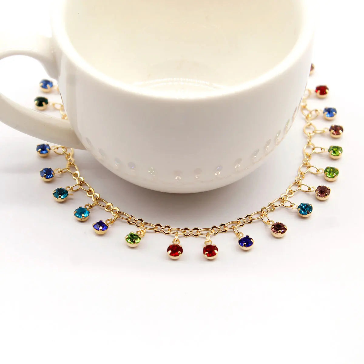 Fashion Colorful Crystal Diamond Beads Anklet Creative Beach Personality Sparkling Footwear Anklet for Women