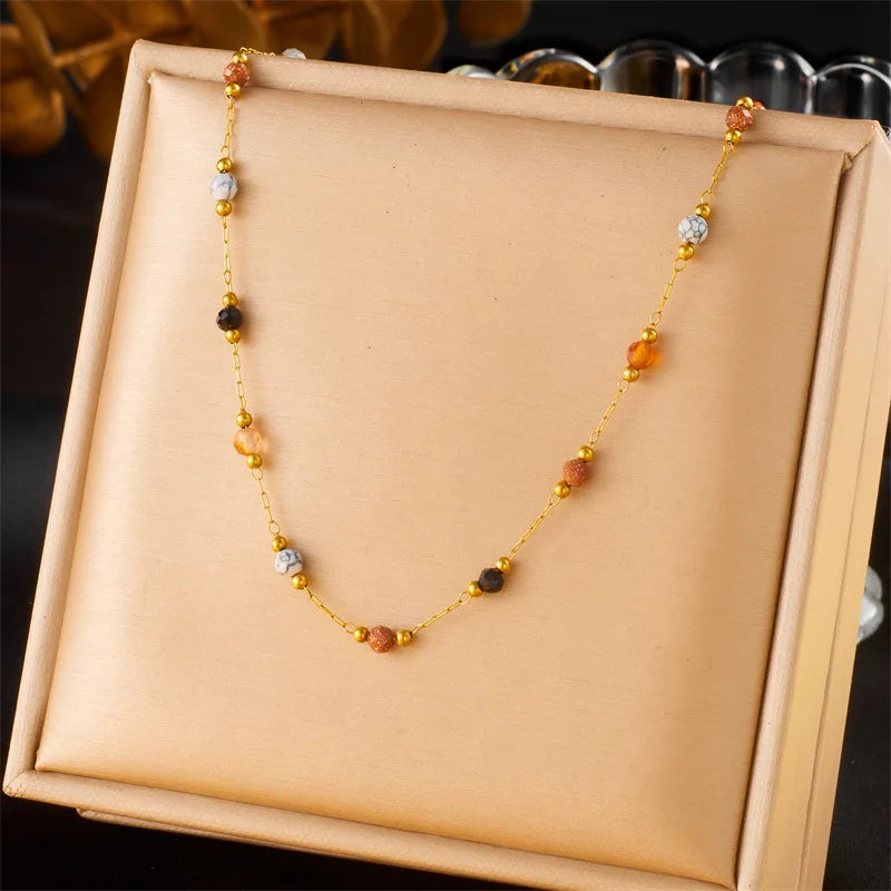 Gold Beaded Chain Necklace, Bracelet & Anklet Jewellery Set | Boho Fashion Set