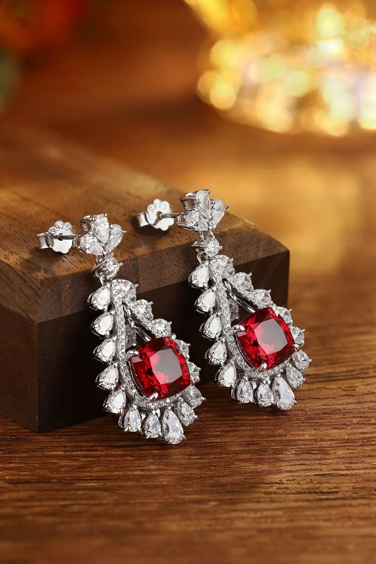 Gemfiori Anster High Quality S925 Lab Grown Ruby Earring Stud Dainty Gemstone Stud Earrings for Women Daily Wear Gift