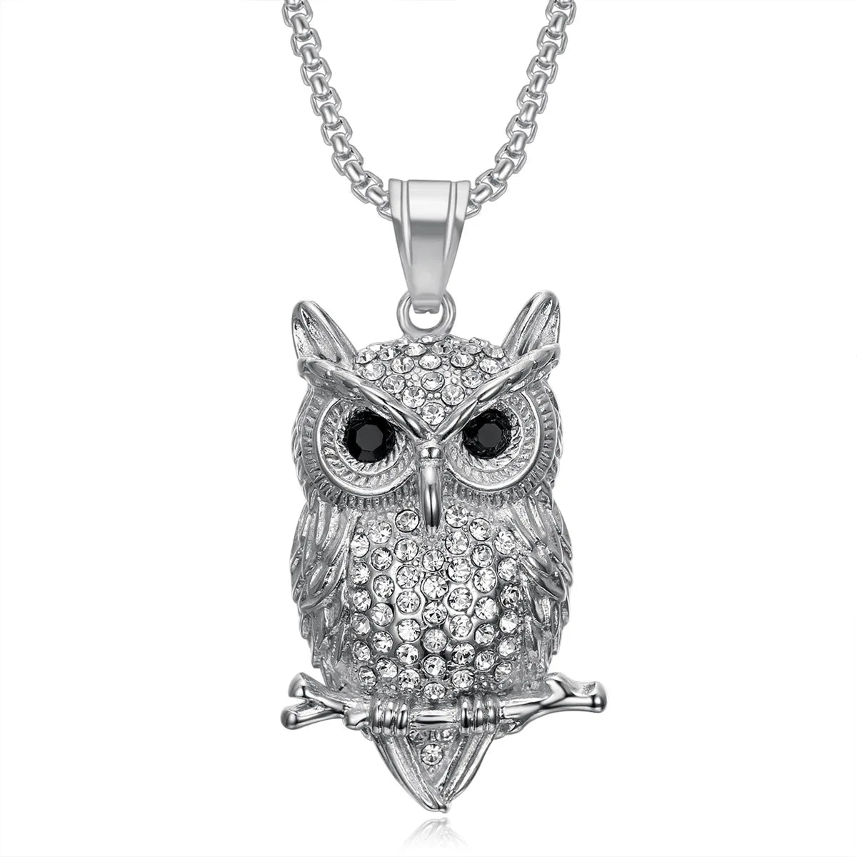 Hip Hop Viking Owl Bird Tree Branch Punk Iced Out Moissanite Pvd Stainless Steel Fashion Jewelry Pendant Necklaces Gold Plated