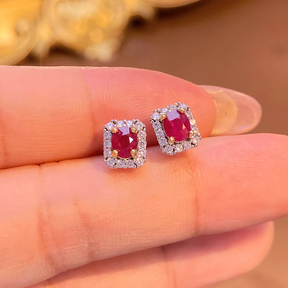 Gioiellieri Dainty Natural Ruby Drop Earrings Gold Plated 925 Silver Luxury Minimalist Claw Setting Yashiman Women's Third Party Appraisal