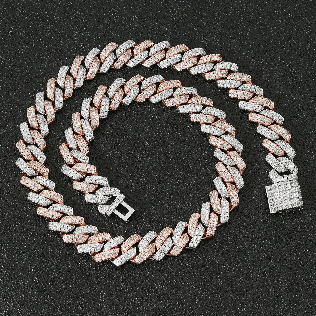 S&S European Hot Selling Hip Hop 18K Gold Plated Jewelry Set 14mm Iced Out Miami Cuban Link Chain Necklace and Bracelet Set for Men