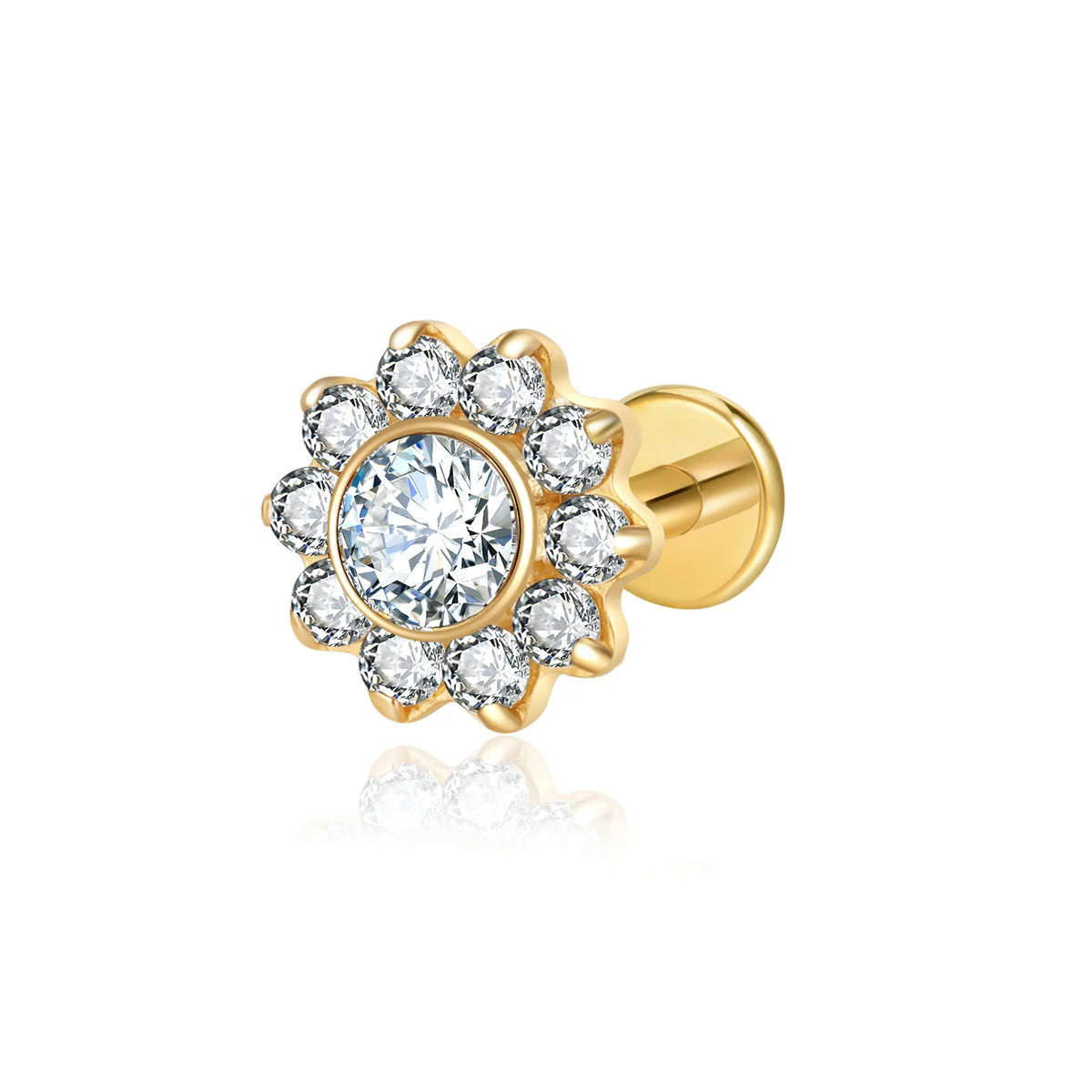S&S ASTM F136 Titanium 18K Gold Labret Stud | Zircon | 5 Designs
