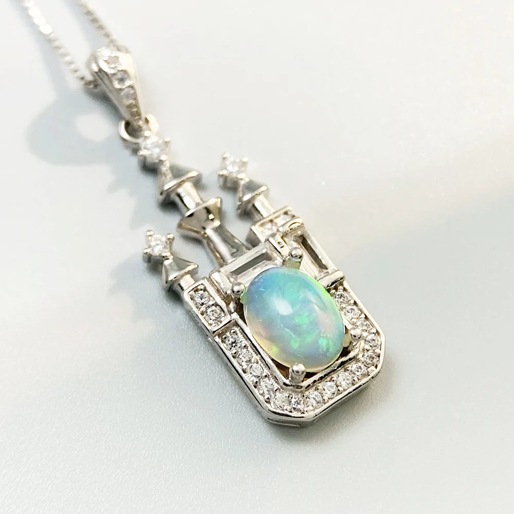 Gioiellieri Natural Opal Pendant with S925 Sterling Silver for Women Elegant Fire Opal Jewelry October Birthstone Healing Crystal Gift