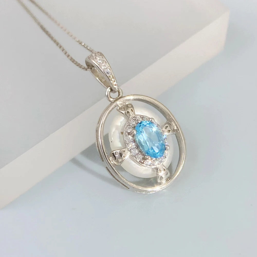 Gioiellieri Natural Gemstone Swiss Blue Topaz Pendant with 925 Silver for Women December Birthstone Fine Jewelry Elegant Anniversary Best