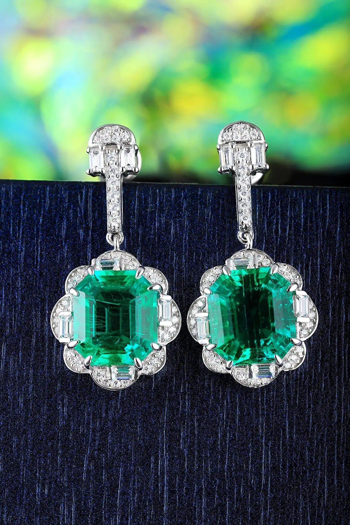 Gemfiori Anster High Quality S925 Lab Grown Emerald Earring Stud Dainty Gemstone Stud Earrings for Women Daily Wear Gift