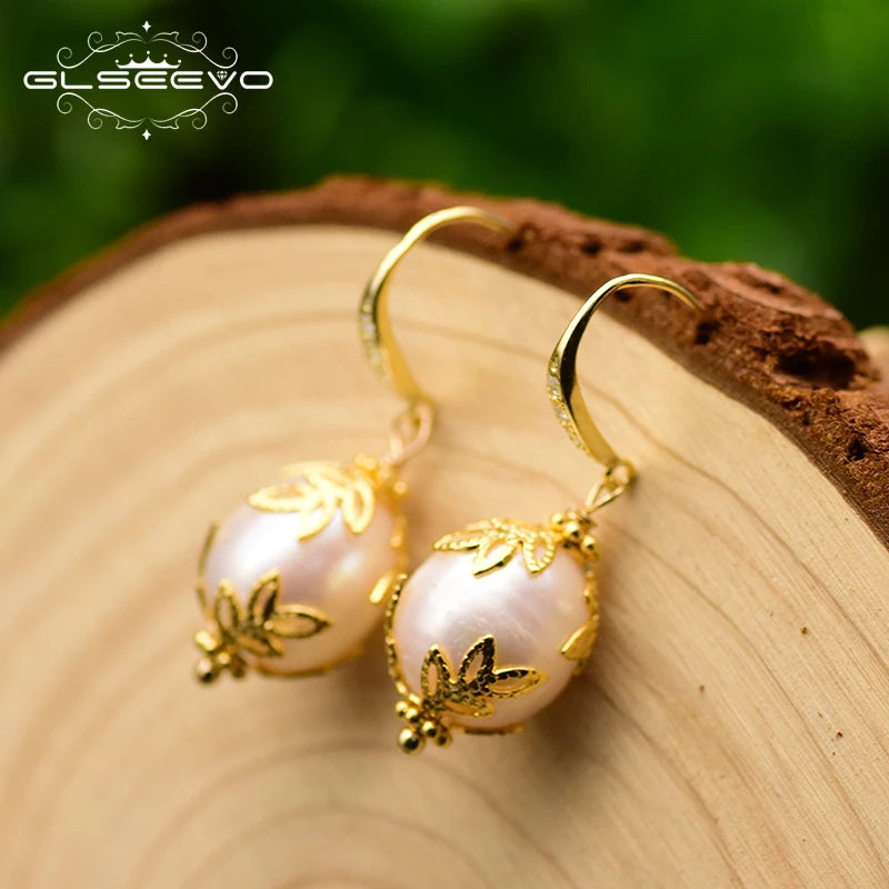 Natural Freshwater White Baroque Pearl Earrings For Women Handmade Earrings 925 Silver Jewelry earrings