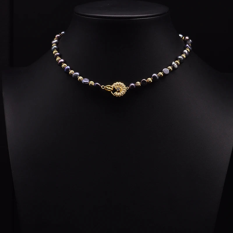Handmade Natural Freshwater Baroque Pearl Necklace Ladies Anniversary Gift Vintage Jewelry