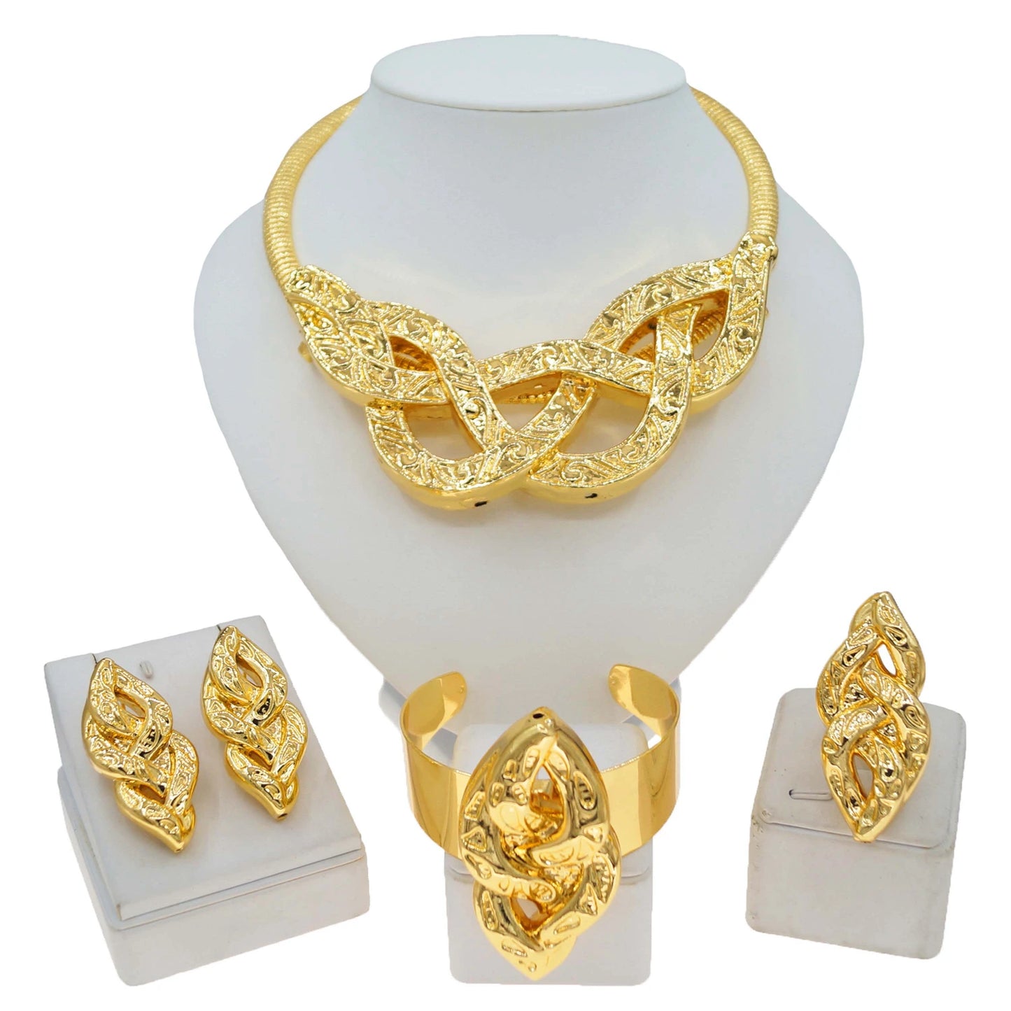 Zhuerrui Luxury Fashion Women's Jewelry Set Gold Plated Chain Classic High-End Dubai Wedding Accessories With Hand GiftsHK005822