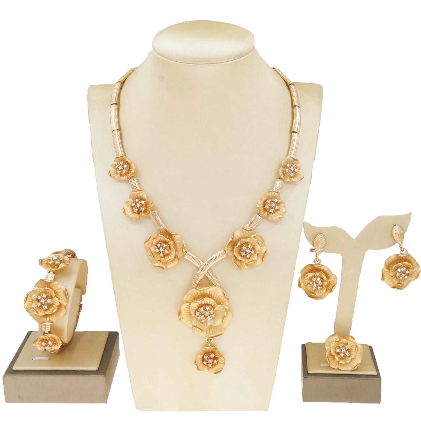 Zhuerrui Available Luxury Gold Jewelry Sets Favors Flower Beads Necklace Jewelry Set High-end Woman Christmas Gifts HA23250