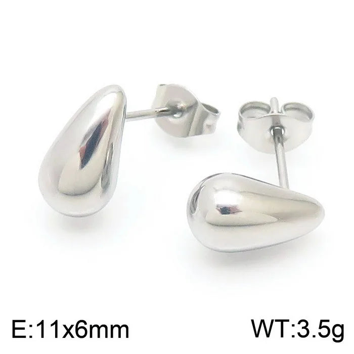 REBEL High-quality Fashion Chubby Water Drop Stainless Steel Hollow Earrings Necklace Charm Temperament Jewelry Set