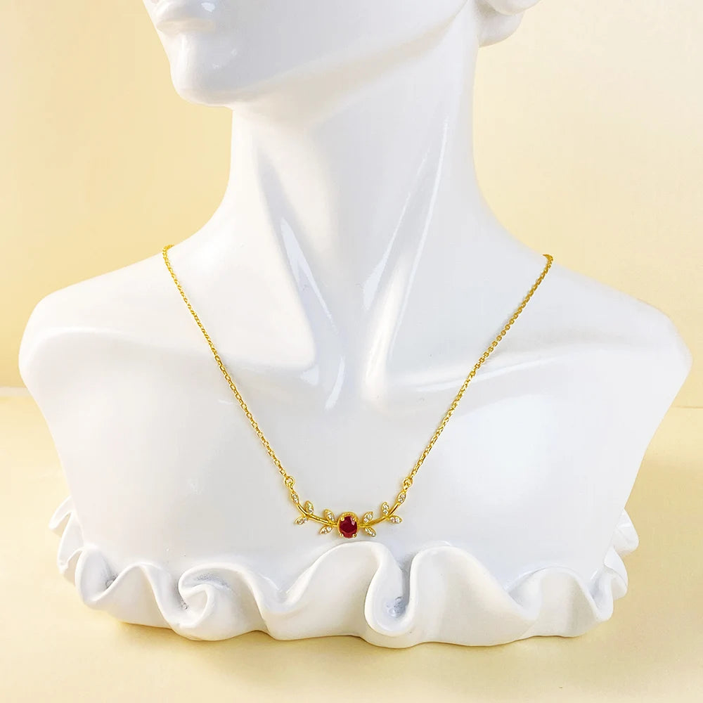 Gioiellieri Natural Ruby Pendant with S925 Silver for Women July Birthstone Red Gemstone Fine Jewelry Elegant Waterdrop Shape Necklace Gift