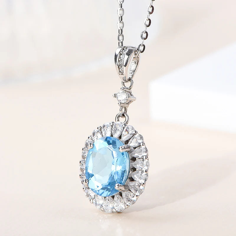 Gioiellieri Healing Stones Natural Crystal Beautiful Polished Blue Topaz Garnet Peridot Pendant 925 Sterling Silver Jewelry Charms