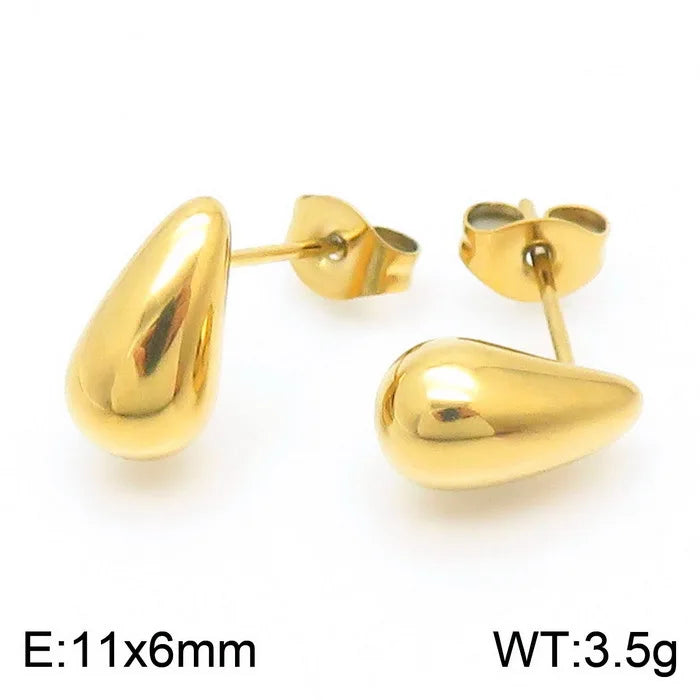 REBEL High-quality Fashion Chubby Water Drop Stainless Steel Hollow Earrings Necklace Charm Temperament Jewelry Set