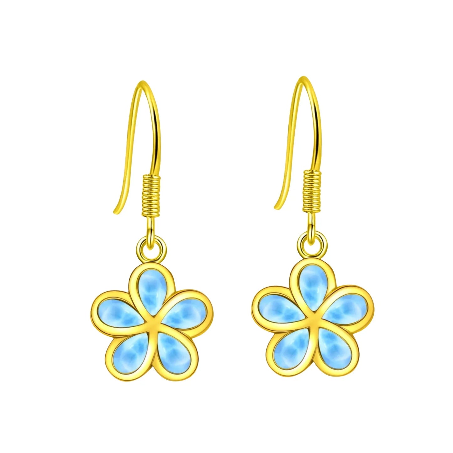Light Blue Flower Earrings | Silver Larimar Drop Fashion Jewelry