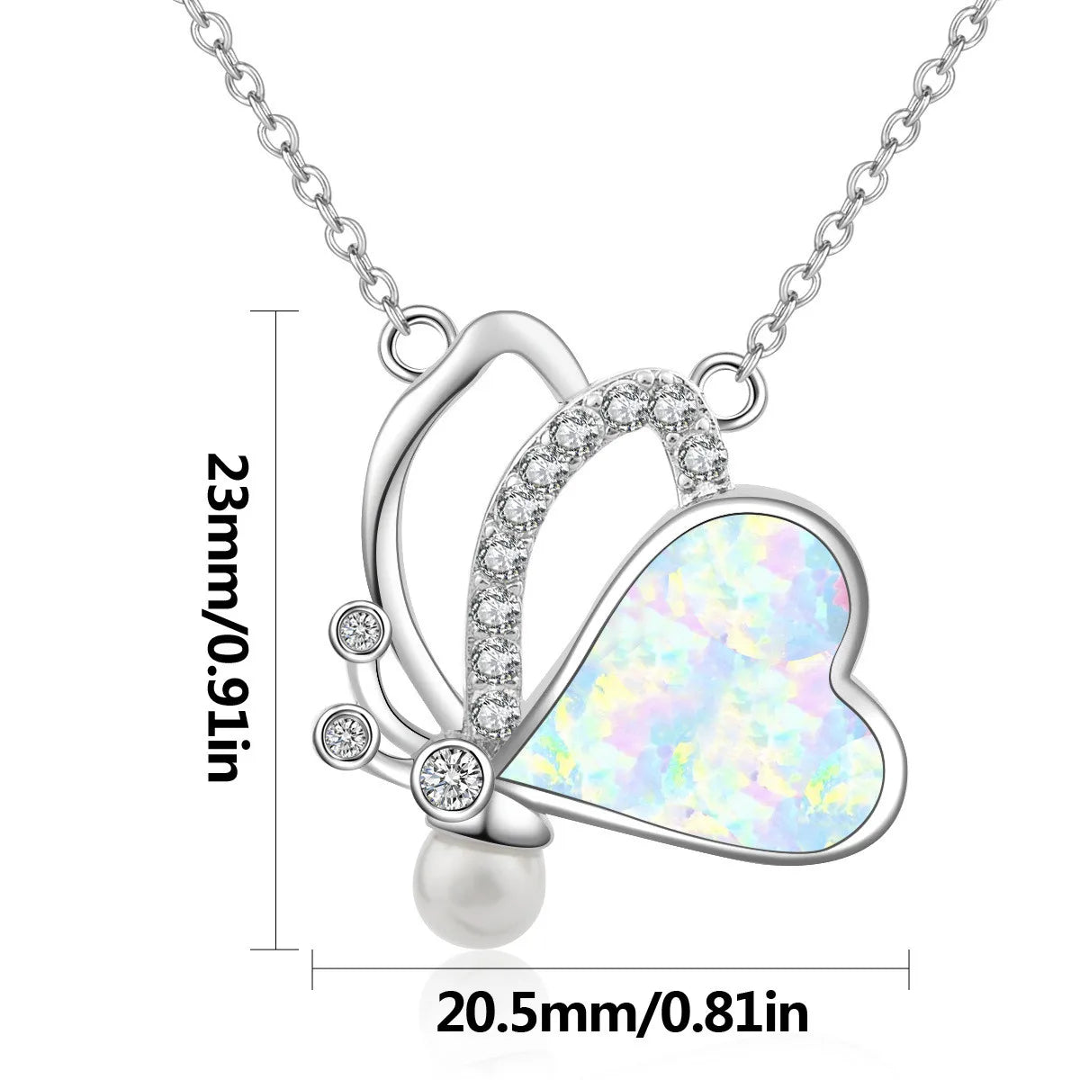 TikTok Viral Trendy Copper Opal Butterfly Necklace-Boho Silver Plated Pendant Link Chain Forest Aesthetic Jewelry Wholesale