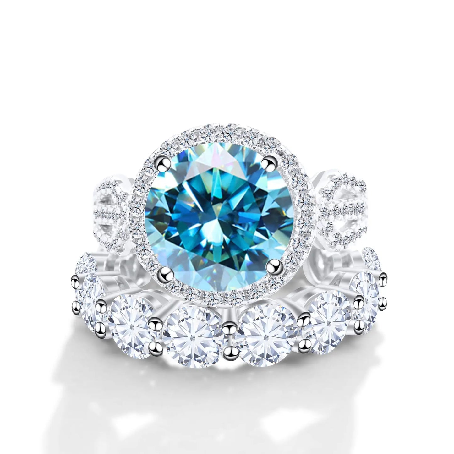 Wholesale Fine Luxury Jewelry Women Red Rings with 12 Carat GRA Certificate Big diamond Moissanite 925 Sterling Silver Ring Sets