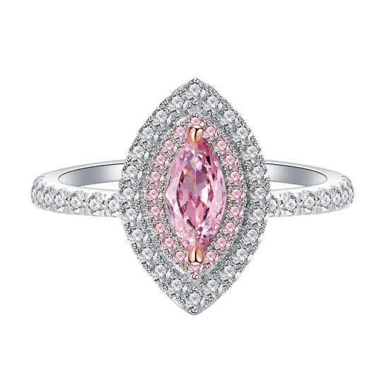 SILVERELLI Ice Flower Cut Pink Diamond Ring | 925 Sterling Silver | Platinum Plated