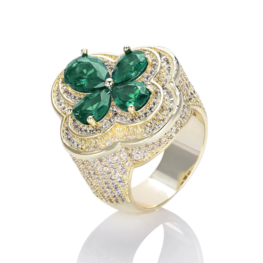 S&S Iced Out Flower Ring | Gemstone Hiphop Ring