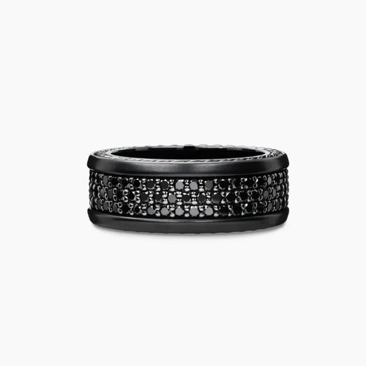 FASHIONISTA DY High-Quality Copper Alloy Silver-Plated 8.5mm Full Diamond Ring, Silver-Plated Diamond-Set Ring, Jewelry