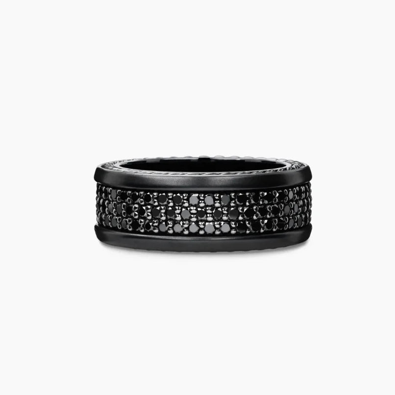 FASHIONISTA DY High-Quality Copper Alloy Silver-Plated 8.5mm Full Diamond Ring, Silver-Plated Diamond-Set Ring, Jewelry