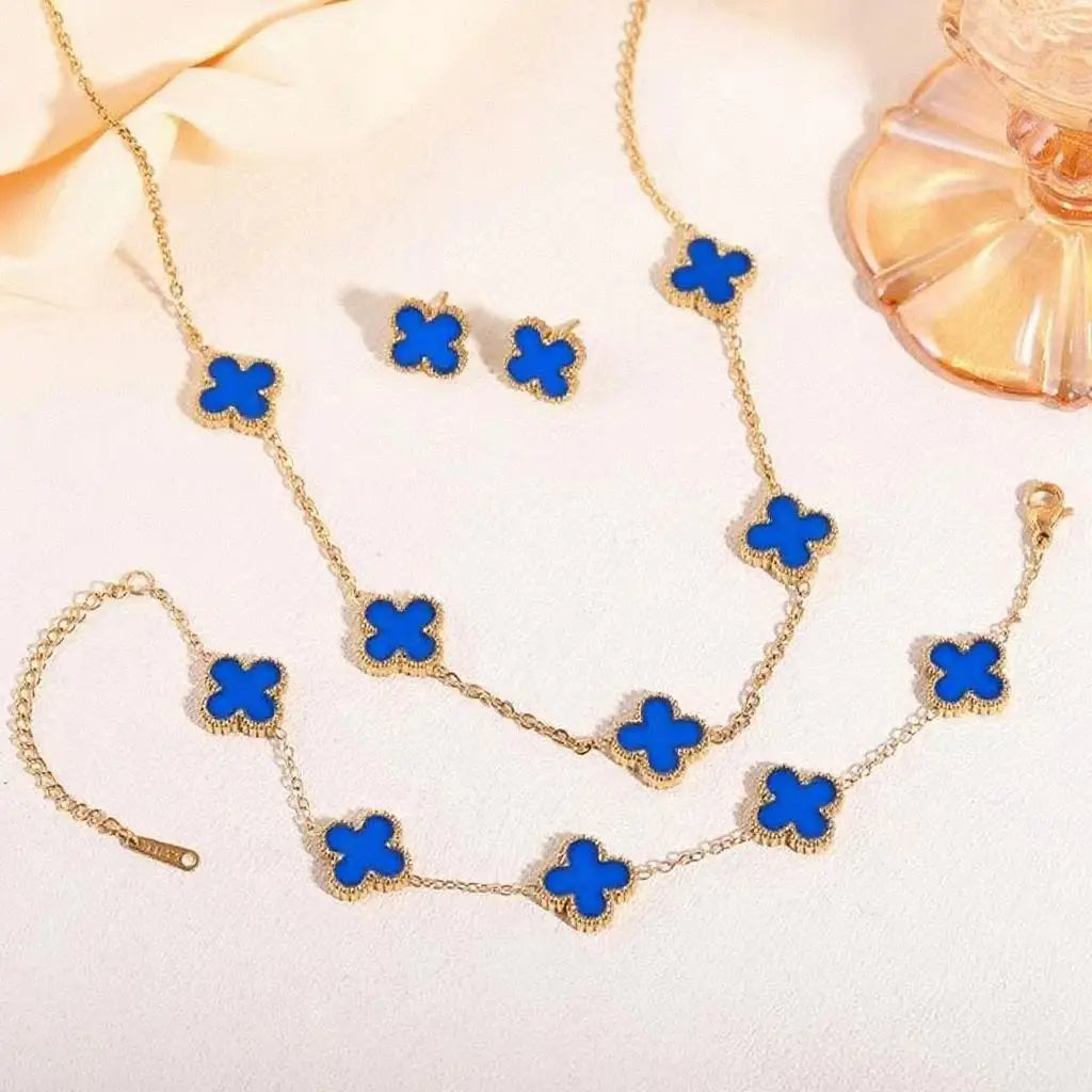S&S Four-Leaf Clover Necklace, Earring & Bracelet Set – Collection