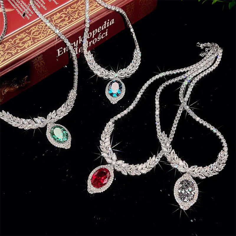 REDheart Copper Inlaid Zircon Gold-Plated Flower Shape Third Party Certified Premium Banquet Fashion Pendant Necklace