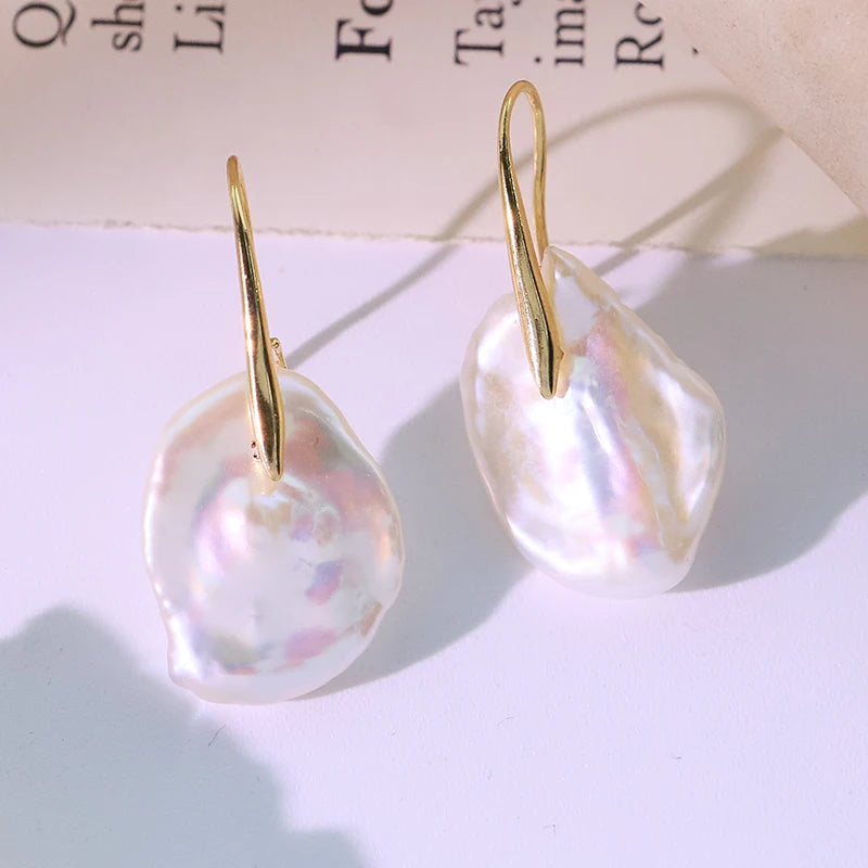 Baroque Natural Freshwater Pearl Earrings Handmade Simple Design High-Quality Earrings Gift for Wife GE1793