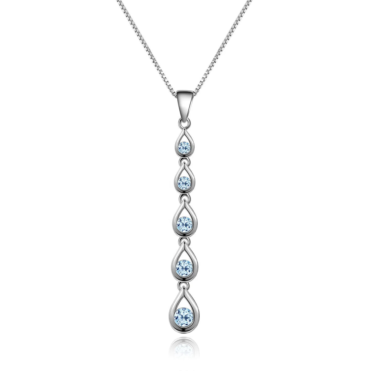 ArtistA C1028 Abiding 925 Sterling Silver Jewellery Italian Statement Pendant Chain Necklaces With Sky Blue Topaz