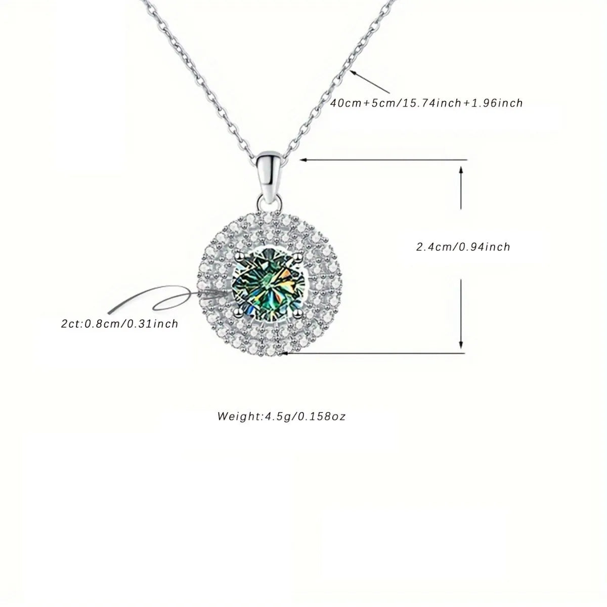 Dainty Double Halo Set Round Cut 1ct VVS GRA Colored Moissanite Jewelry Trendy 925 Sterling Silver Disc Pendant Necklace