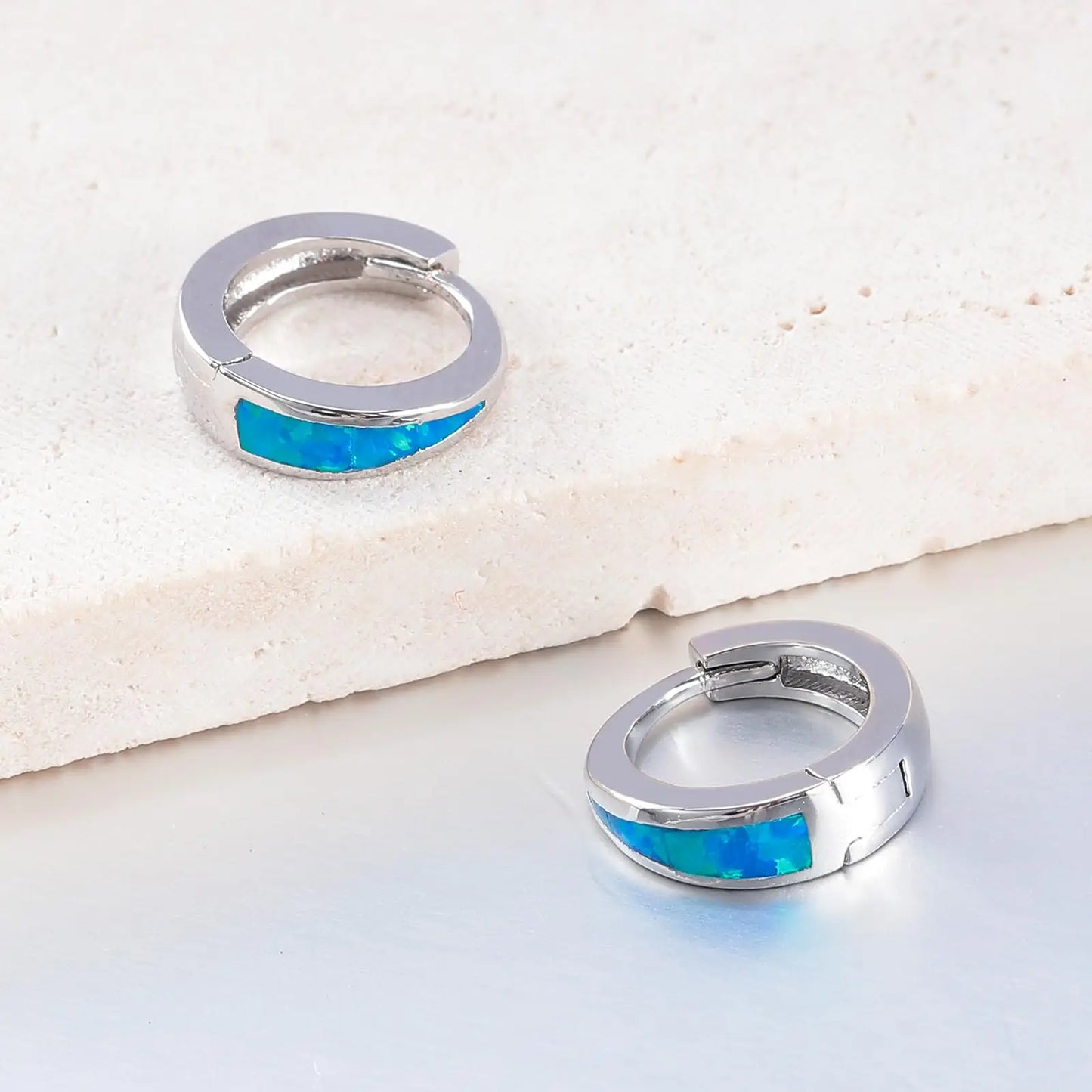 Jewelry for Women Bohemian Plant Floral Cluster Silver Plated Opal Circle circle Stud Earrings